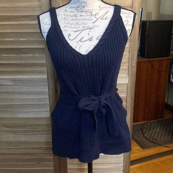 Anthropologie Moth dark blue cami sweater with side slits EUC - Picture 4 of 10